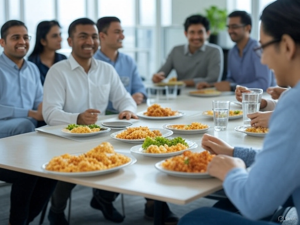 Team enjoying lunch together